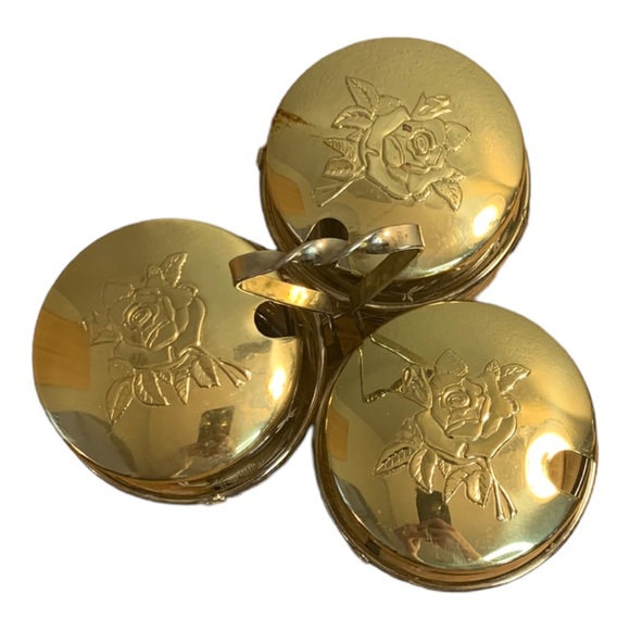 Libby Glass Condiment Set-Gold MCM Jam Jars W/Stand, Vintage Kitchen Servingware - Picture 3 of 4